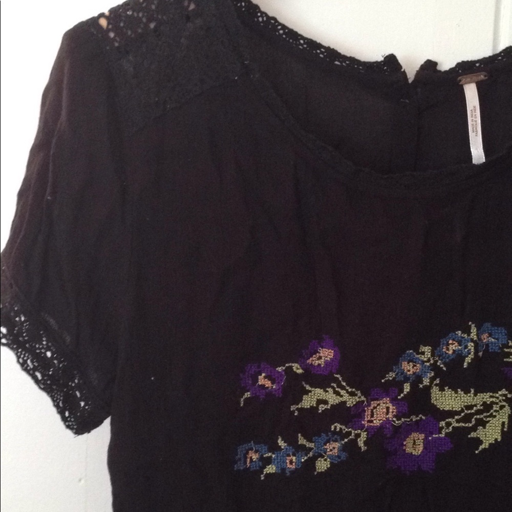 Black needle work Free People T shirt